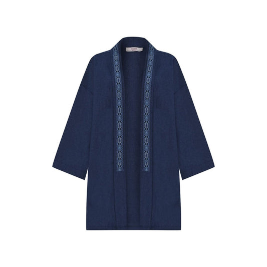 SALACIA Oversize Men Kimono - Dark Blue - sabbia