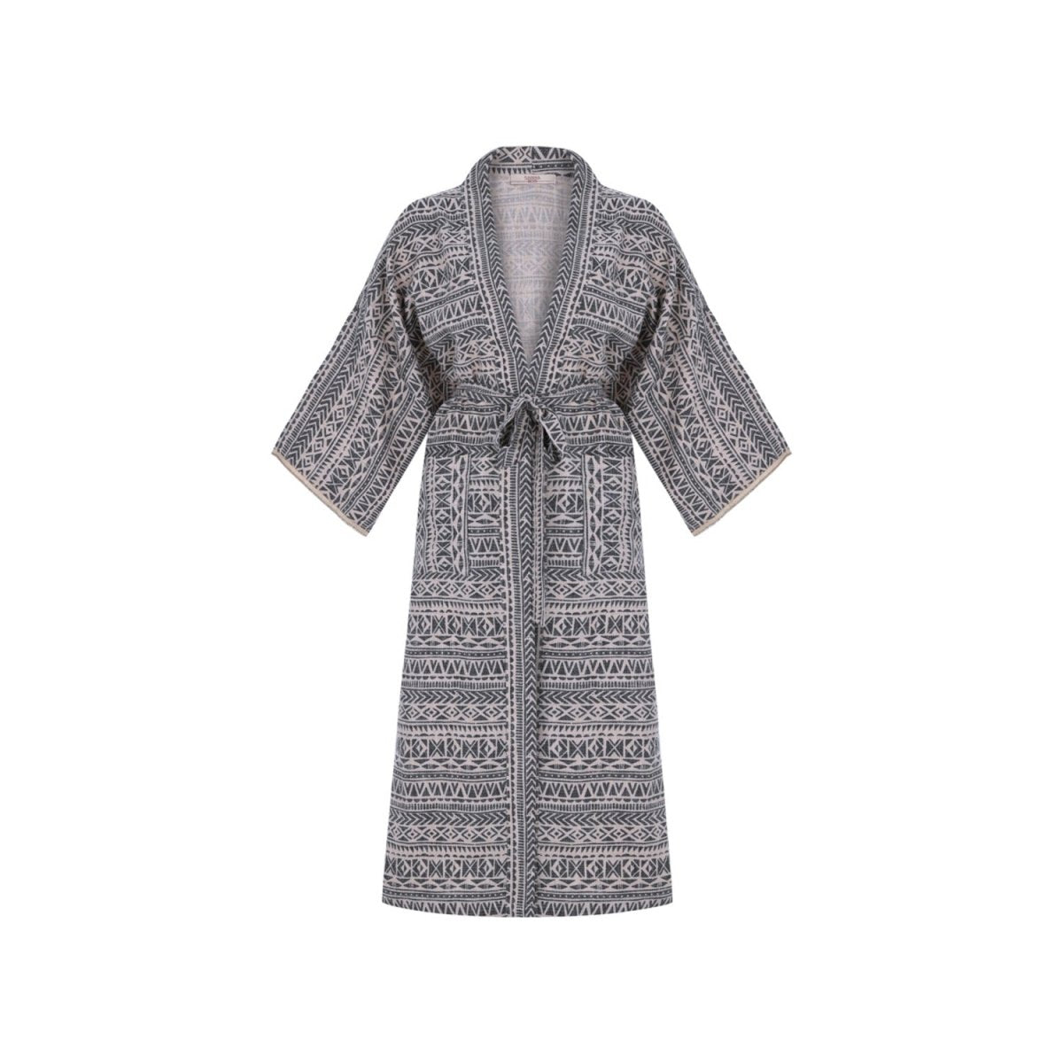 SARA Unisex Oversize Kimono - Ecru/Black - sabbia