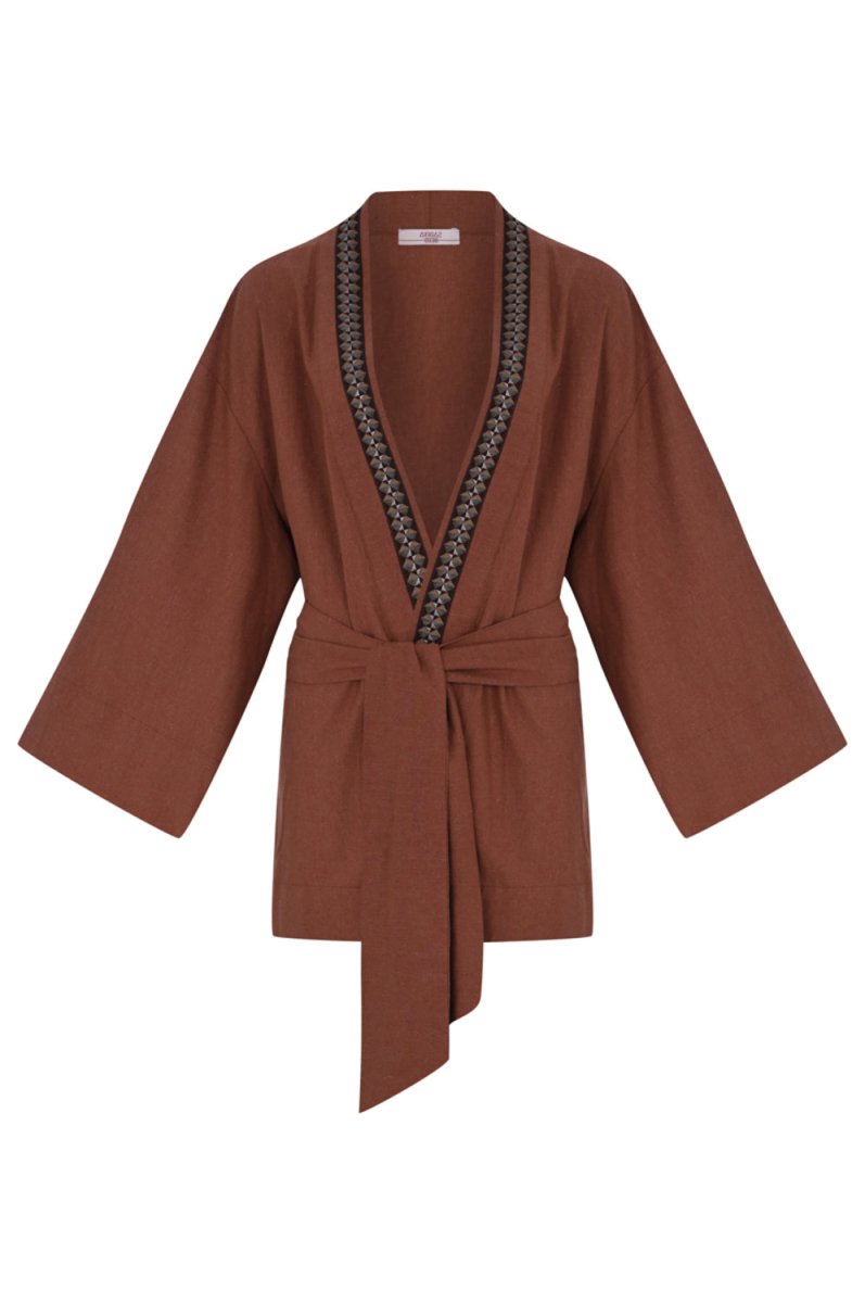 JUNO Oversize Woman Kimono - Cinnamon - sabbia